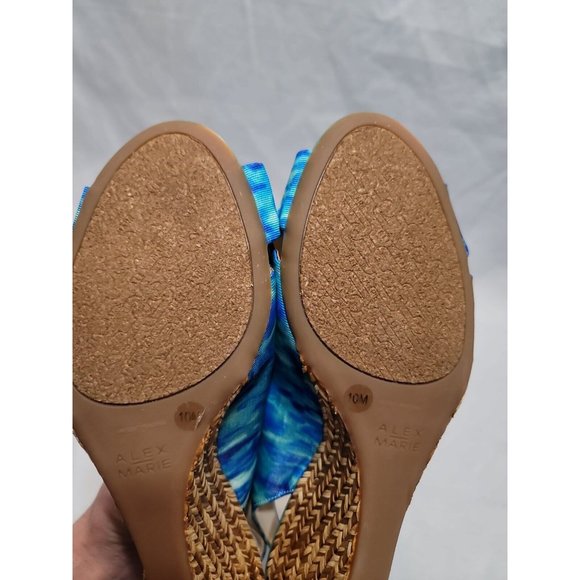 Alex Marie Turquoise Wedge Strappy Sandals Size 10M Open Toe - Picture 8 of 9